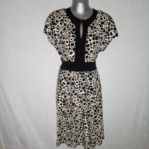 Vintage Sherri Martin Black And White Geometric Print Jersey Stretch Dress, 6P